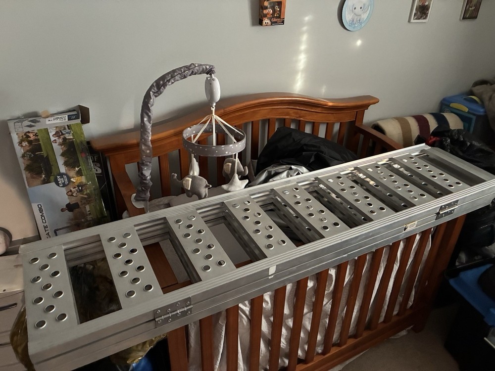 double tri-fold aluminum loading ramp portable with loading straps