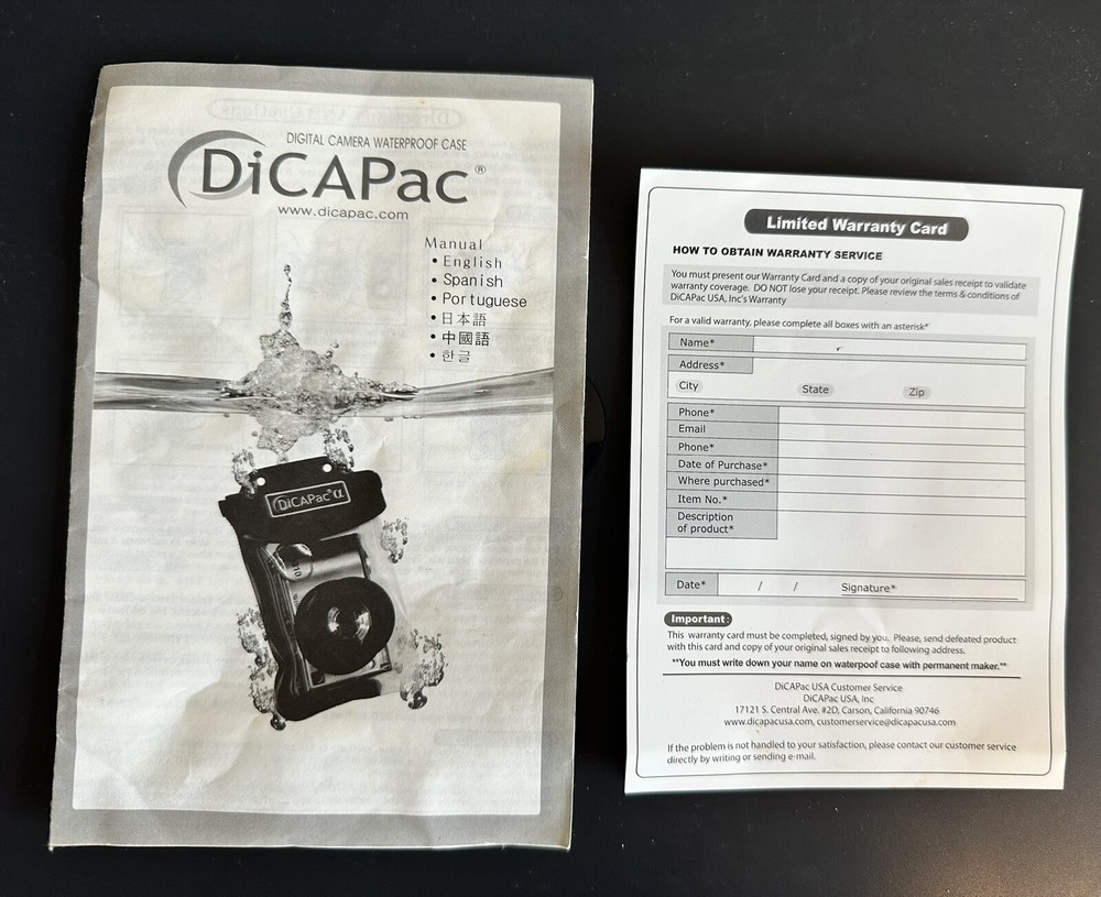 DiCAPac Waterproof Case For Digital Camera In Box WP-310