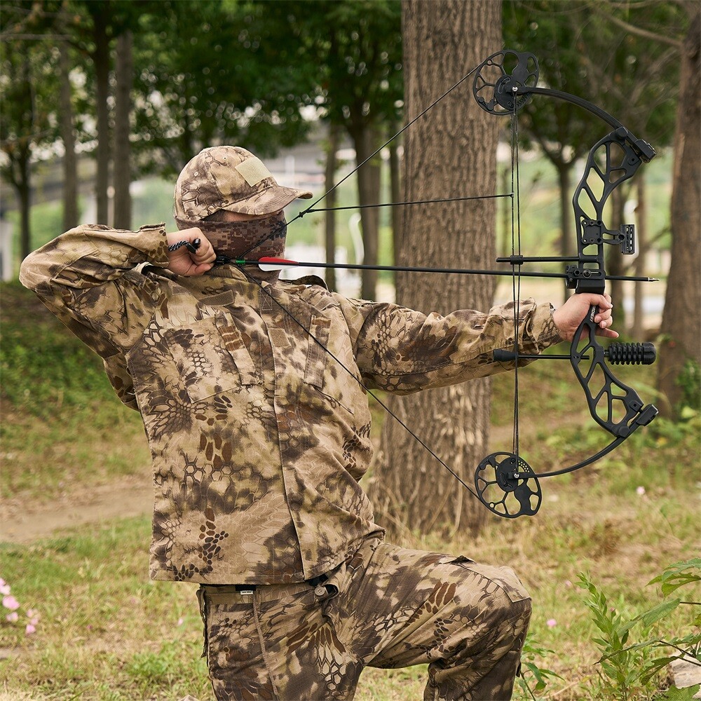 19-70lbs Adjustable Compound Bow Carbon Arrows Archery Shooting Hunting Target