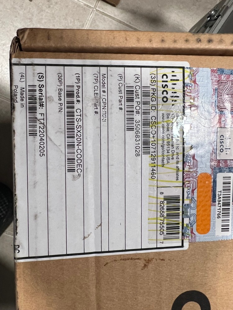NEW Cisco CTS-SX20N-CODEC Telepresence Video Conference CODEC TTC7-21