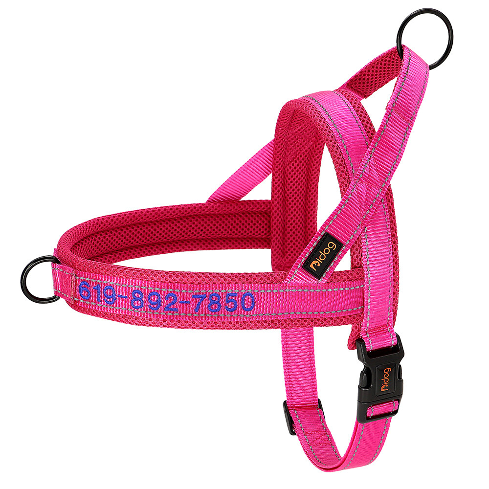 Personalized Embroidered Dog Harness Reflective Nylon No Pull Vest Custom Name