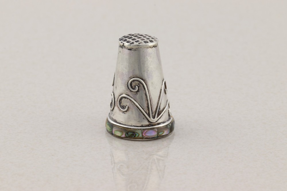 Sterling Silver Abalone Thimble 11/16" Opening Size 11