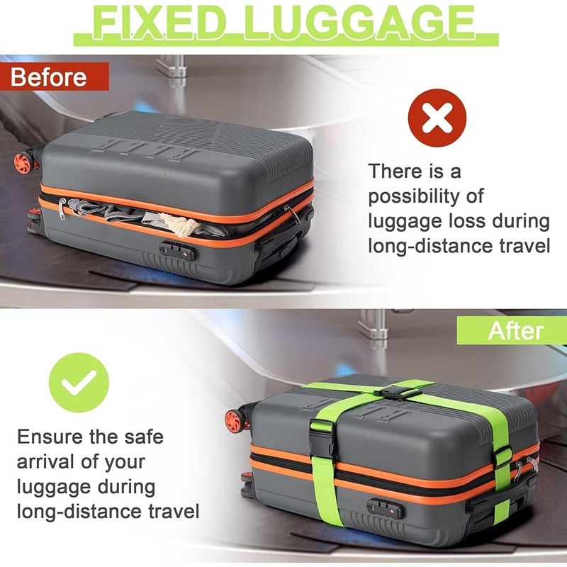 Durable Luggage Straps Travel Essentials Adjustable Baggage Security 4 PCS Set