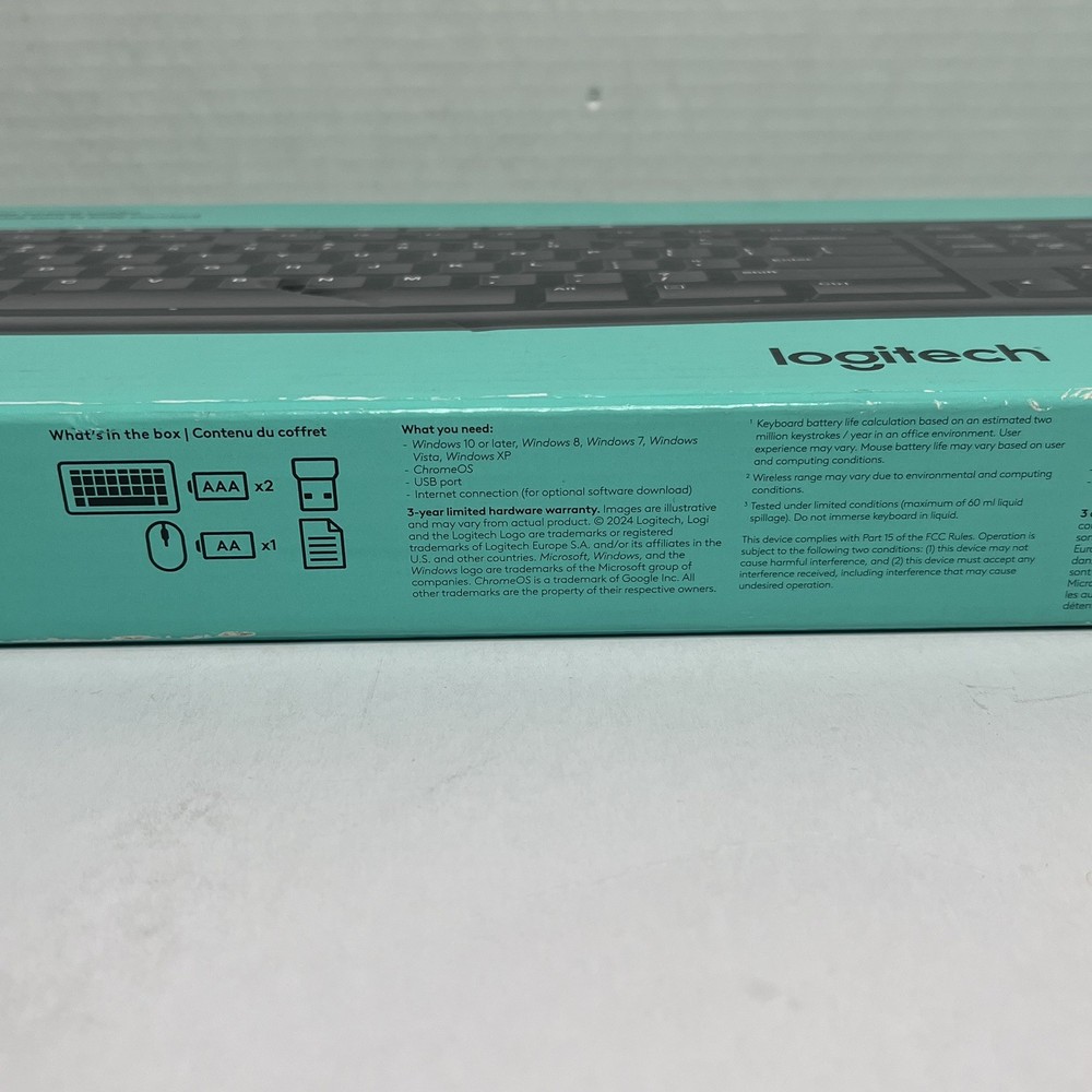 Logitech MK270 Wireless Keyboard and Mouse Combo Black USB Receiver - Open Box