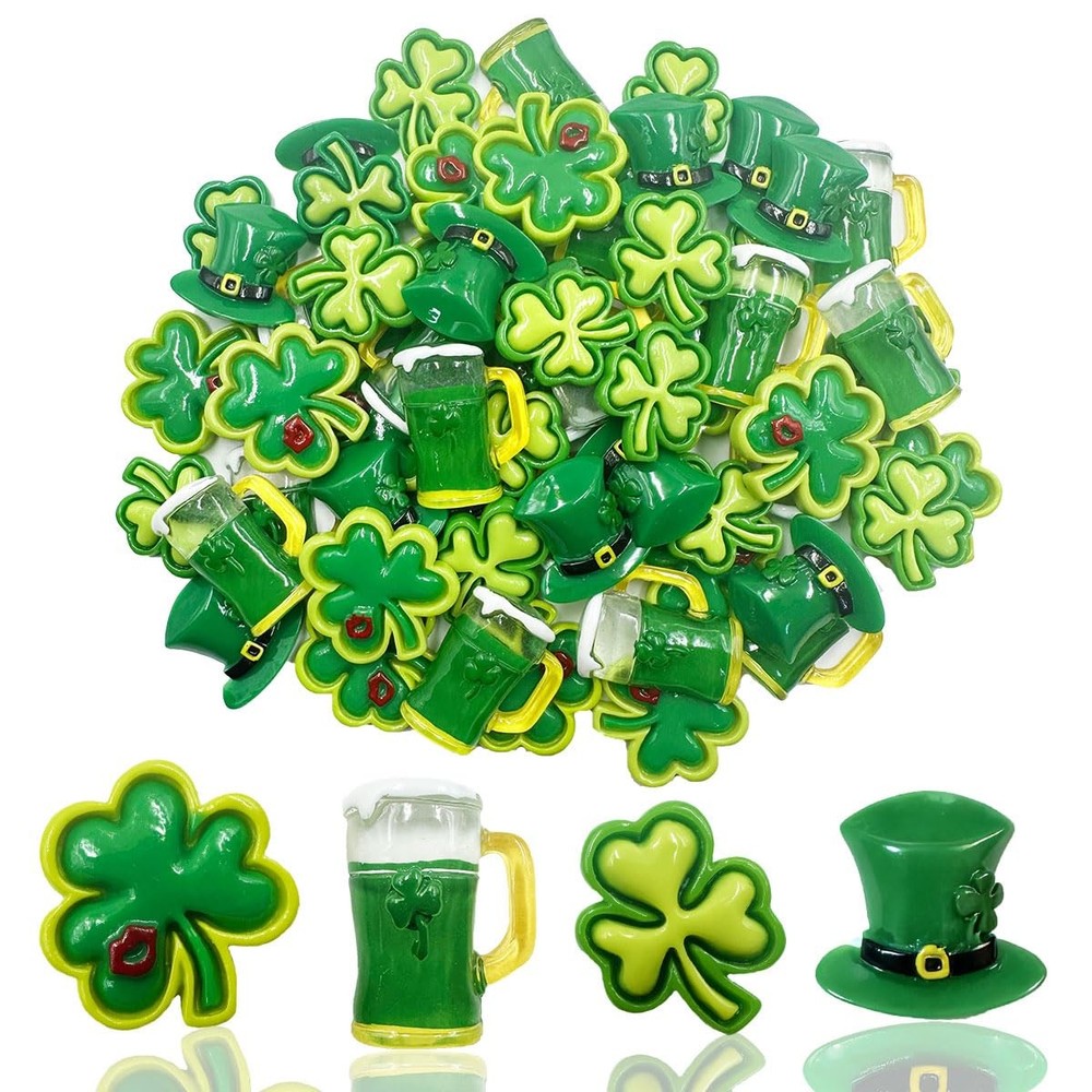 LOPURO St. Patricks Day Mini Resin Decorations, 48Pcs Tiny Medium, Green