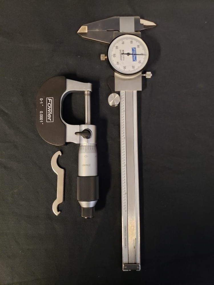 FOWLER DIAL CALIPER & MICROMETER SET (MISSING 6" RULER) (B26003039)