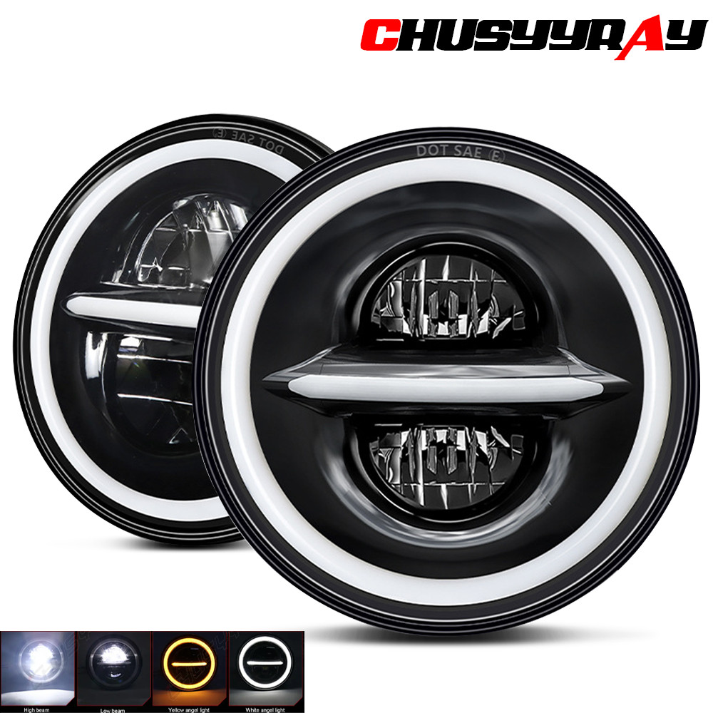Pair for Chevrolet C10 C20 Pickup K10 K20 7"inch Round LED Headlights High Low