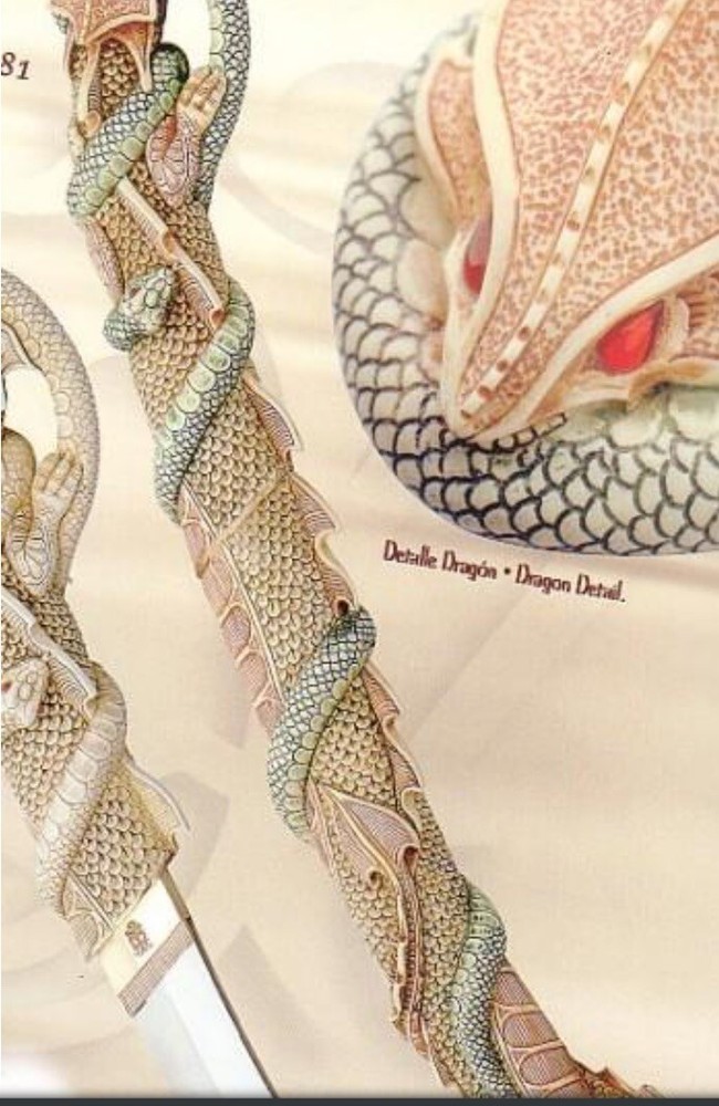 DECORATIVE MULTI-COLORED CHINESE DRAGON HIDDEN DAGGER