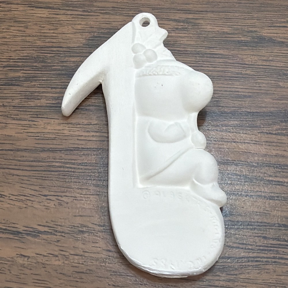 Sleeping Mouse Music Note Ornament Ceramic Bisque Unpainted ALBERTA'S MOLDS