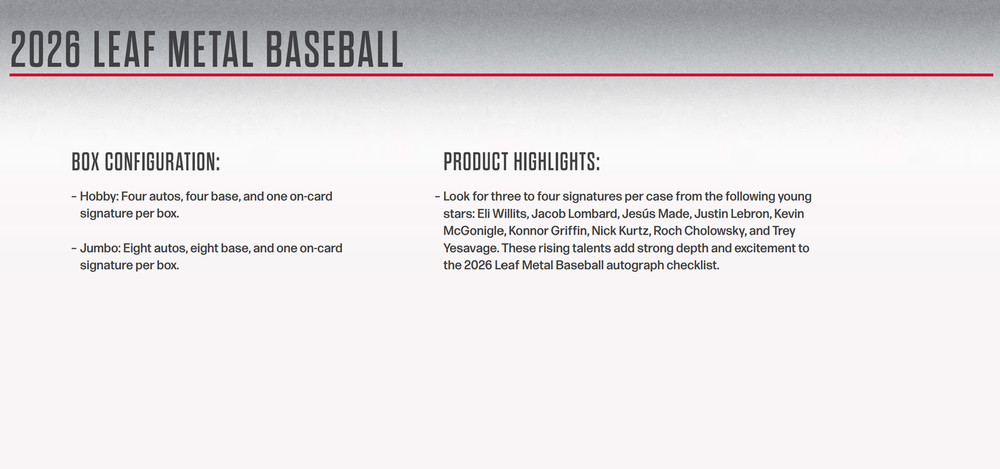 Leaf Metal Baseball Hobby Box (2026)