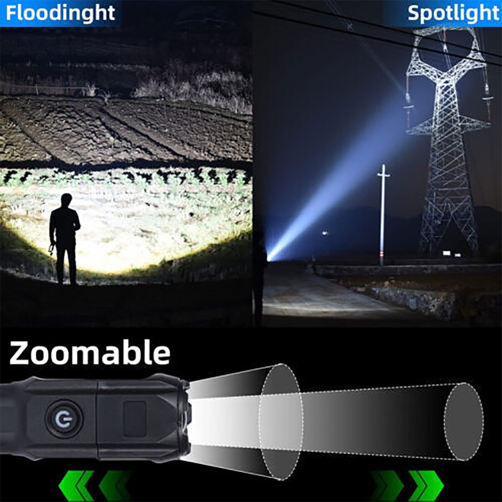 3 Pack Rechargeable LED Flashlight Tactical Super Bright Torch Zoomable