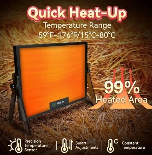 Smart Chick brooder Heating Plate for Chick 12"x16" Chicken coop Heater