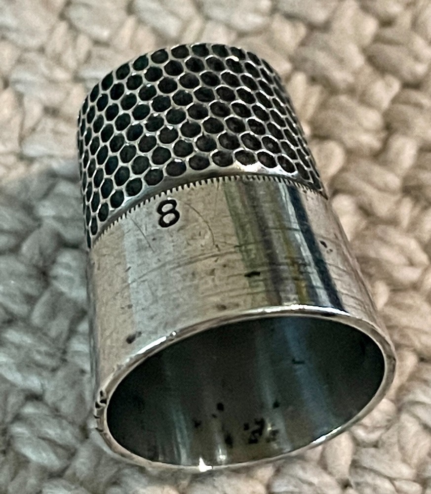 Vintage #8 Sterling Silver Thimble, Monogrammed, Marked