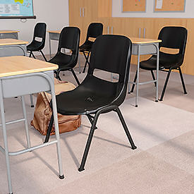 Ergonomic Shell Stack Chair Black Plastic Lot of 4