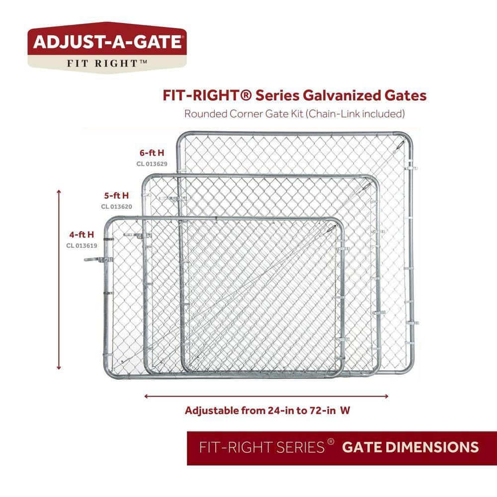 6ft X 4ft Adjustable Single Walk-Through Chain Link Fence Gate Galvanized Metal