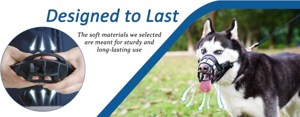 BARKL Dog Muzzle, Basket Muzzle Anti Biting Chewing, Sturdy Lightweight