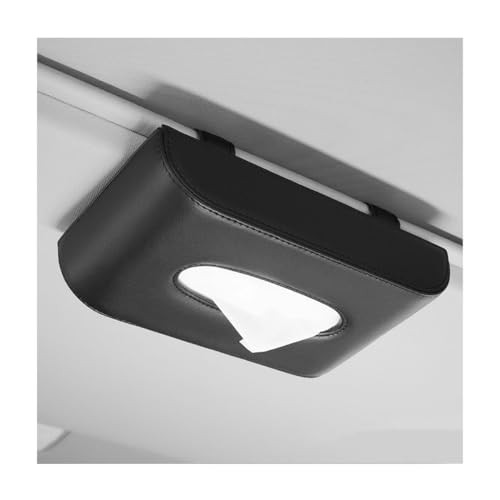 Car Tissue Holder, Leather Sun Visor Napkin Dispenser, Rectangular Paper Black