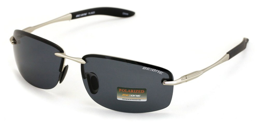 Men Rimless Polarized Rectangular Sunglasses - Extended Temple UV400 Protection