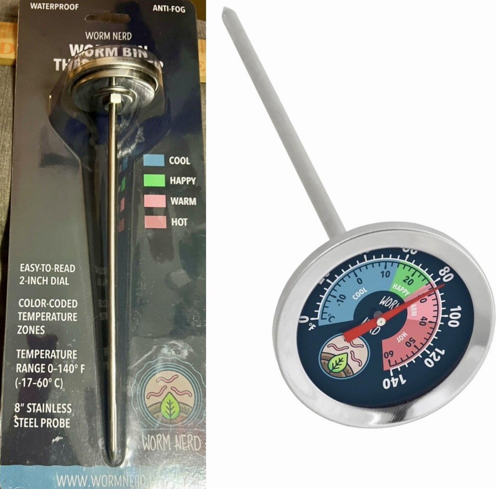 WORM NERD WORM BIN THERMOMETER~NEW