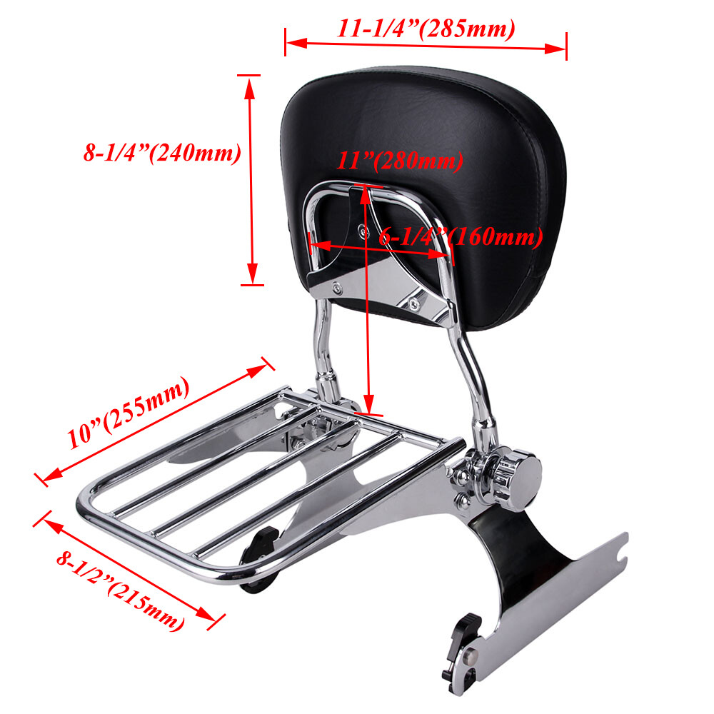 For 02-05 Harley Dyna Super Glide FXD / Custom Passenger Backrest Sissy Bar Rack