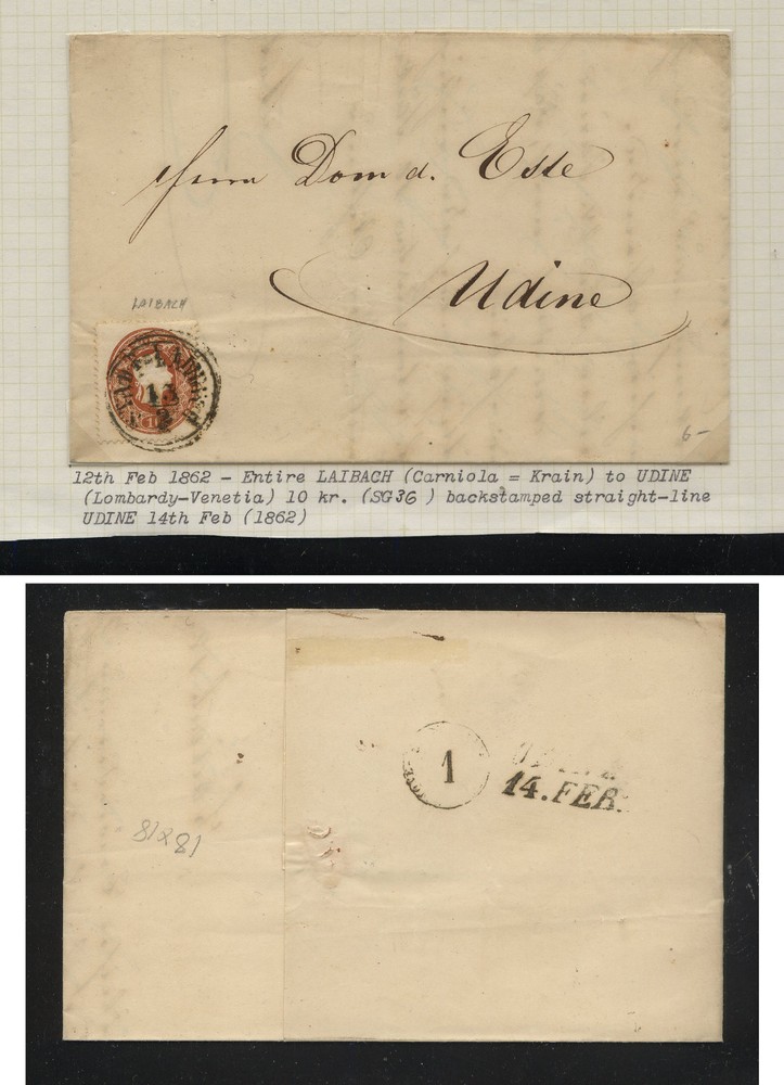 Austria  Lombardy  #14  on  clean cover      MS1023