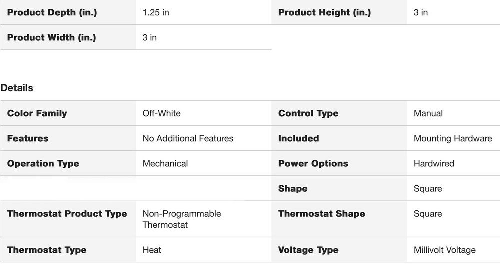 HONEY WELL HOME NON-PROGRAMABLE THERMOSTAT #CT33A