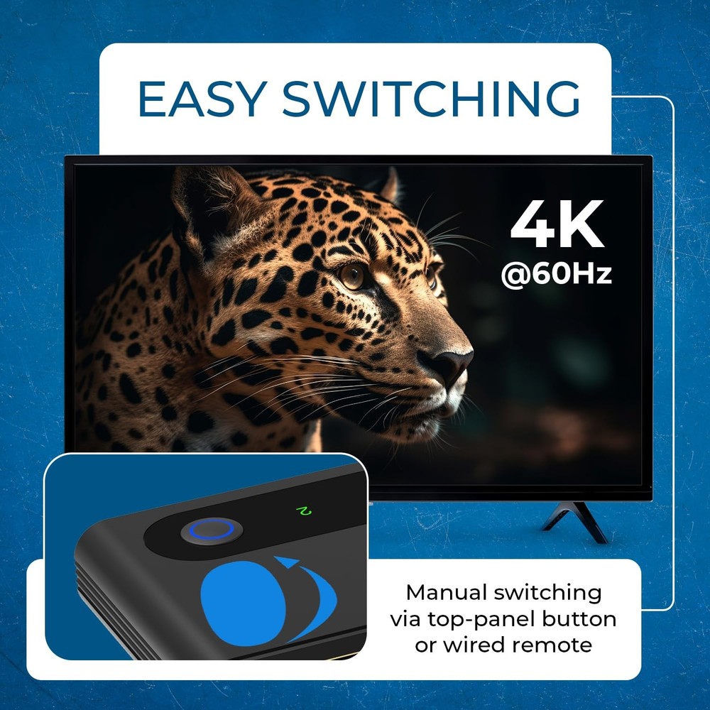 OREI 2x1 4K HDMI & USB-C KVM Switch, 4X Port USB-A, 1x USB-C Share Multiple D...
