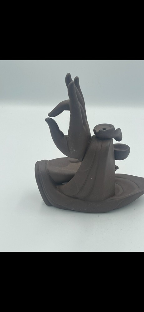 Ceramic Hand Backflow Incense Burner Sculpture 8" Tall Pre-owned