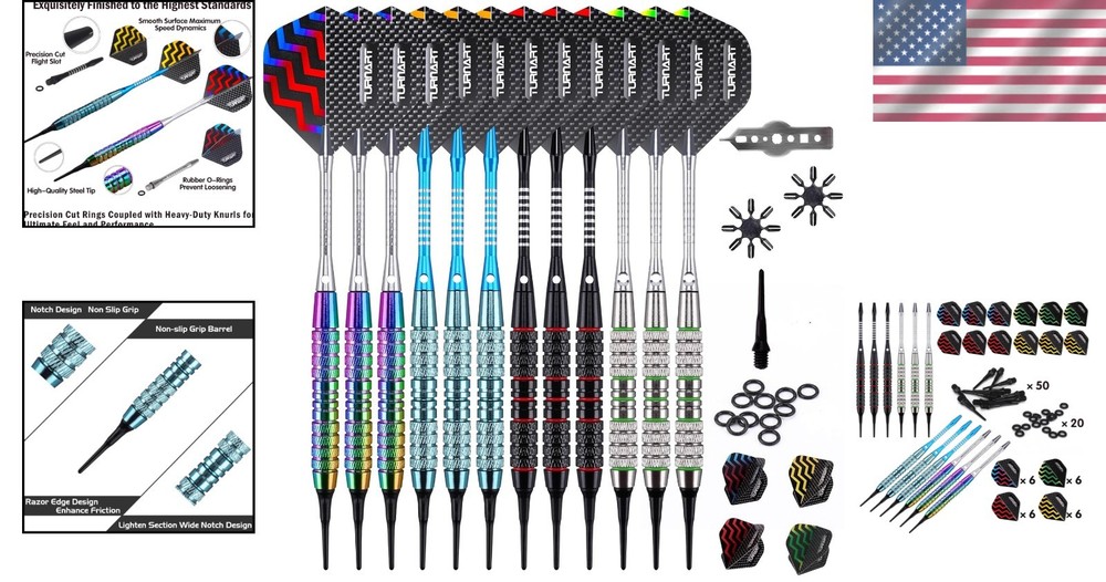 Professional Soft Tip Darts Set with Customizable Features & Tool Kit