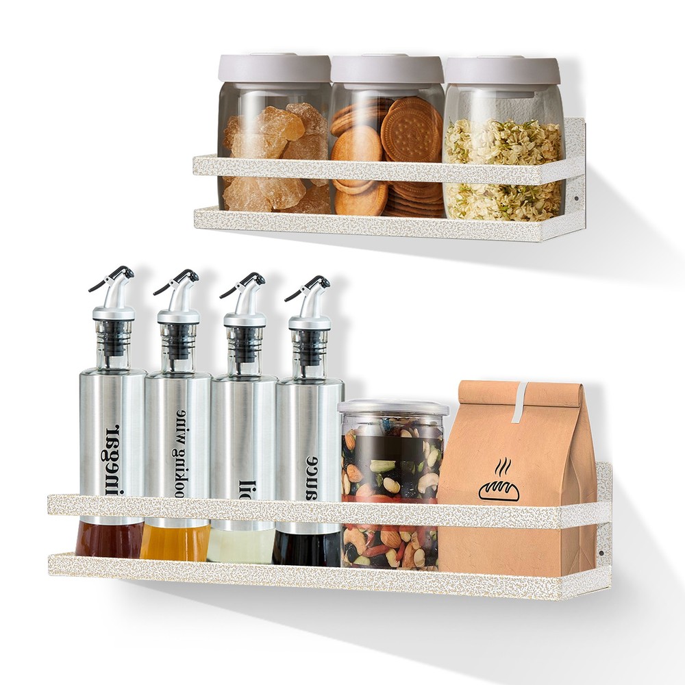 2 Pack Magnetic Spice Rack for Refrigerator, Metal Magnet Shelf Kitchen Storage