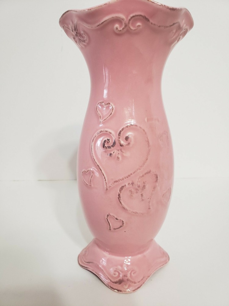 Valentine Pink ceramic vase Hearts Springtime