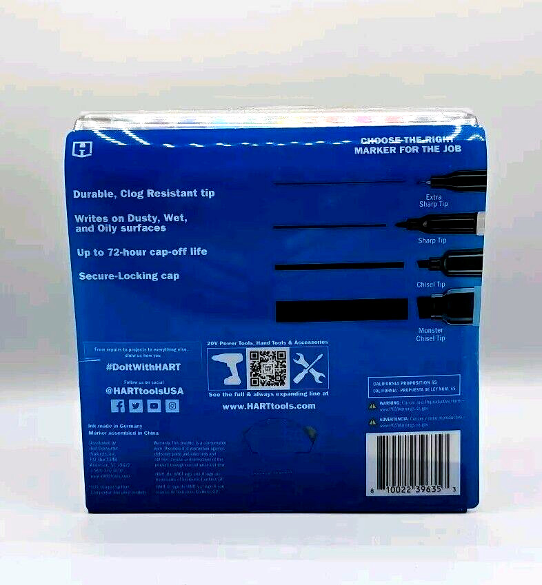 Hart Permanent Sharp Tip Markers Multi Color 36 Pack Set