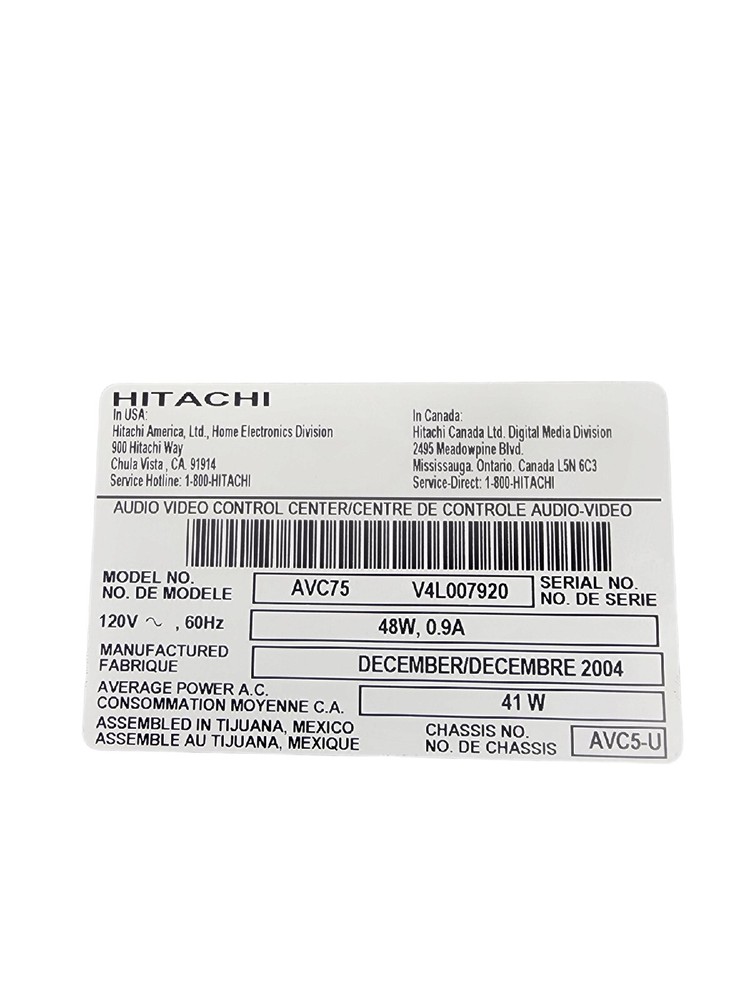 Hitachi AVC75 Audio Video Control Center