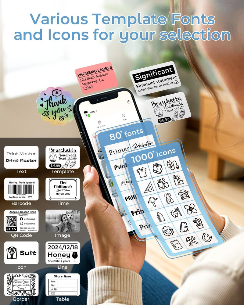 Phomemo M110 Label Makers - Barcode Thermal Bluetooth Label Printer