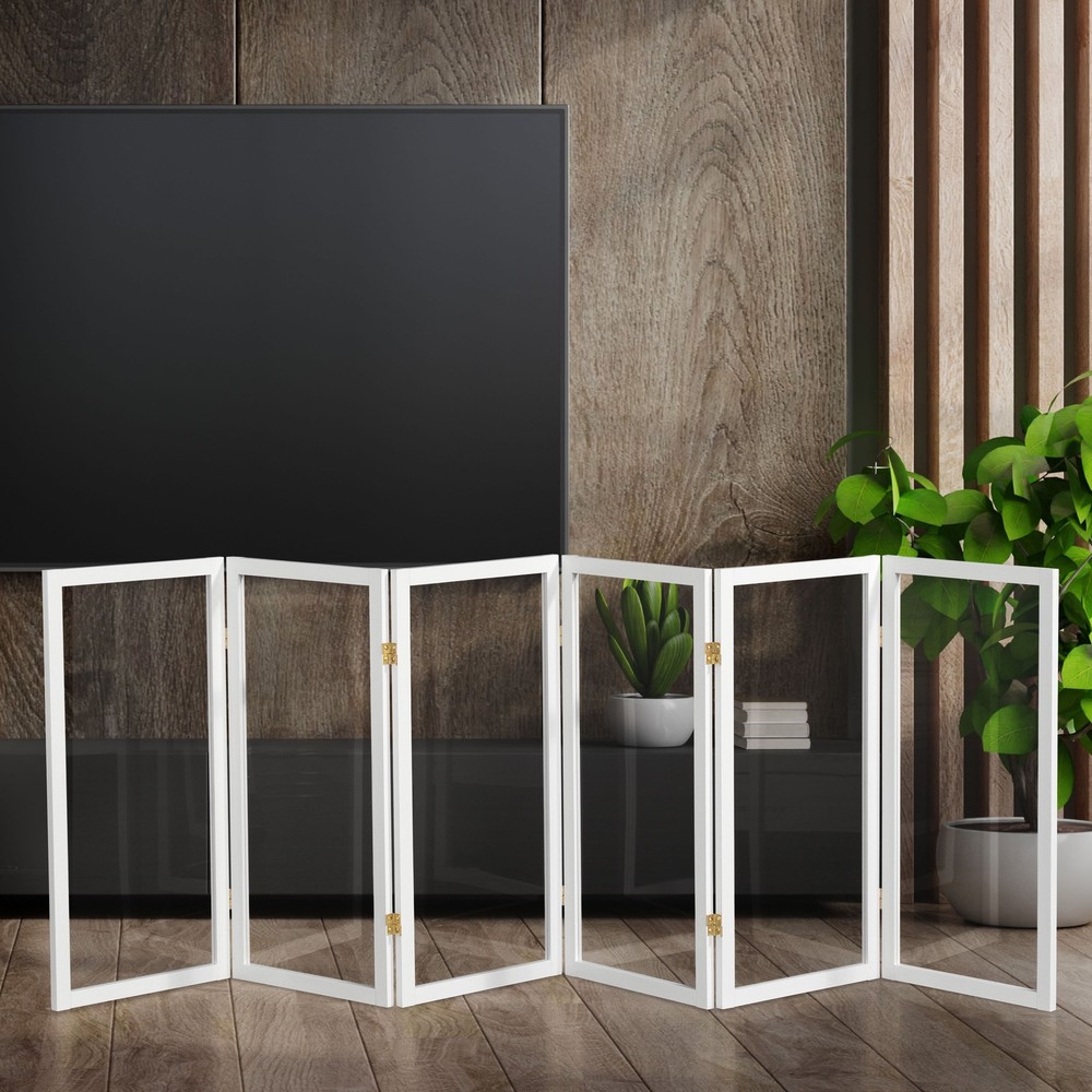 3 ft. Short Clear Plastic Partition White 6 Panel