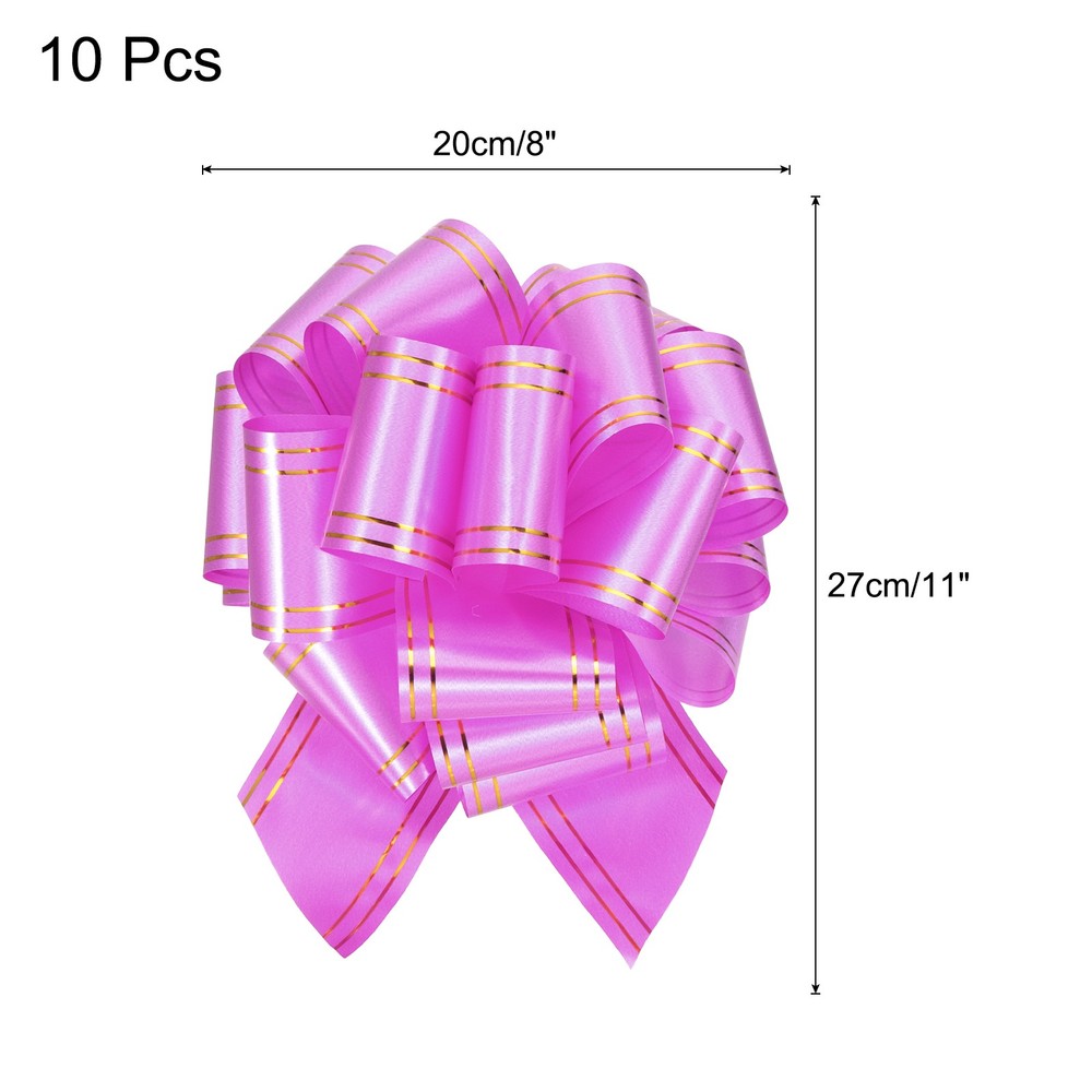 10pcs 8" Large Pull Bow Metallic Rose Red Gift Wrapping Bows with Gold Edge