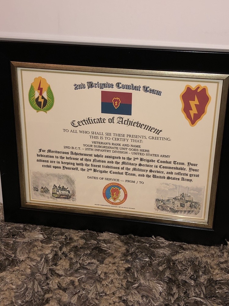 2ND B.C.T. / 25TH INFANTRY DIVISION (COMMEMORATIVE CERTIFICATE)