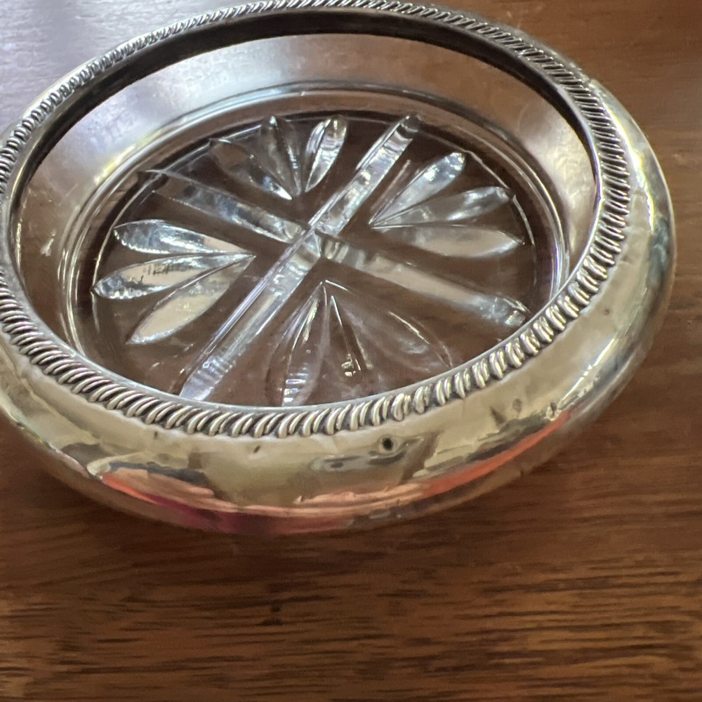 ROGERS SILVER, COASTER, STERLING SILVER RIM