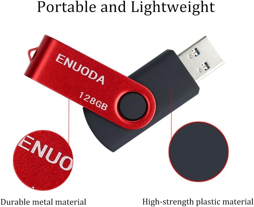 Durable 128GB USB Flash Drive with Dust-proof Features and LED Indicator