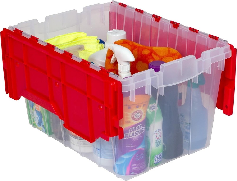 KeepBox 12 Gallon Storage Container Nesting & Stackable Plastic Storage Box W/