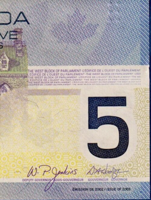 Canada $5 (2002/2005) - BC-62b / P-101d aUNC/UNC Note - Prefix HOJ