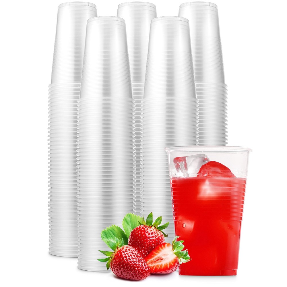 Munfix 500 Pack 9 Oz Clear Plastic Cups, Disposable Drinking 9 Oz,