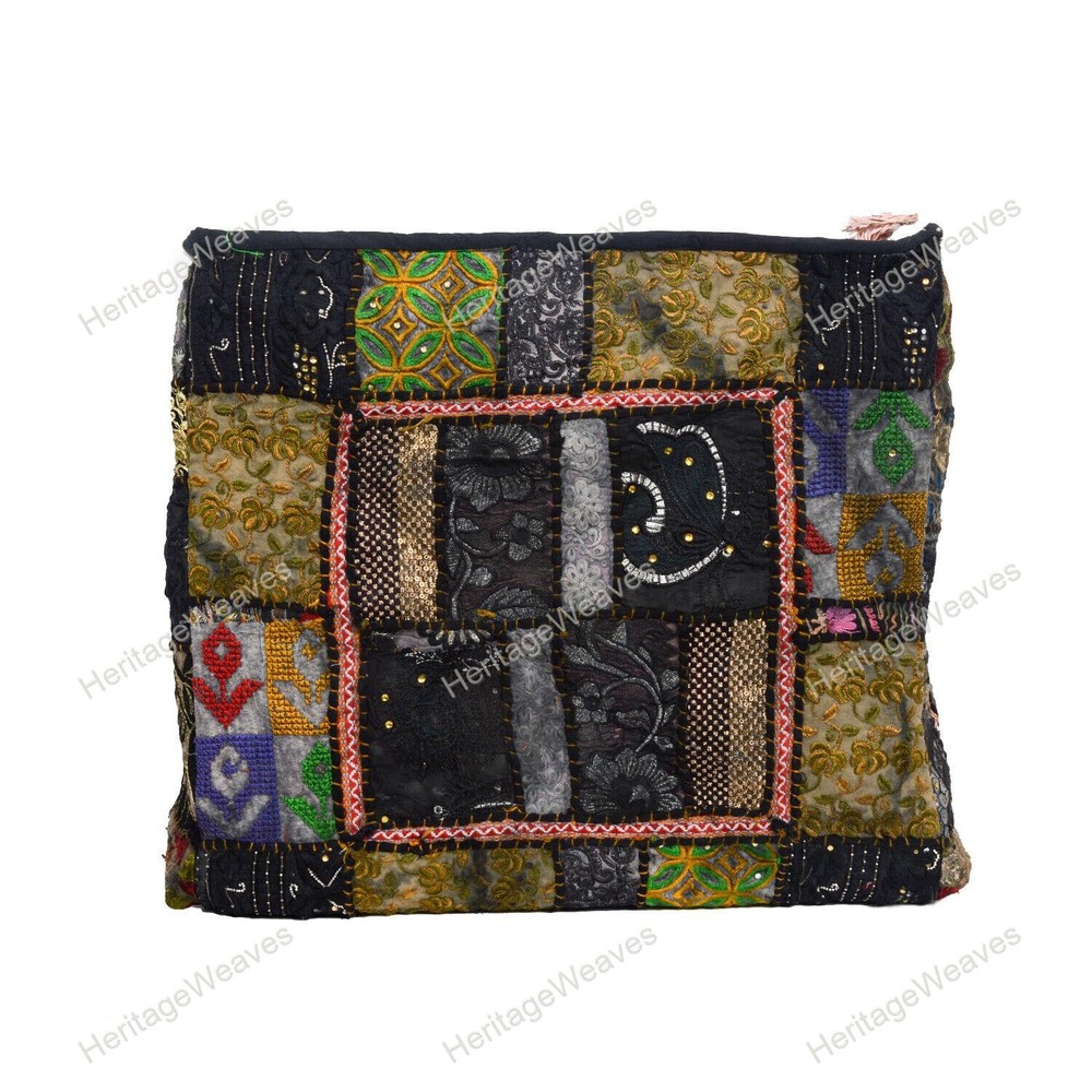 Handmade Patchwork Vintage Home Décor Khambari Square Pouf
