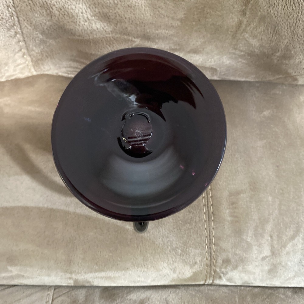 Handblown Controlled Bubble Purple Glass Pitcher with Applied Handle