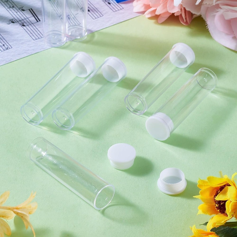 100Pcs Transparent Clear Plastic Small Empty Storage Tubes Bead Container Set...