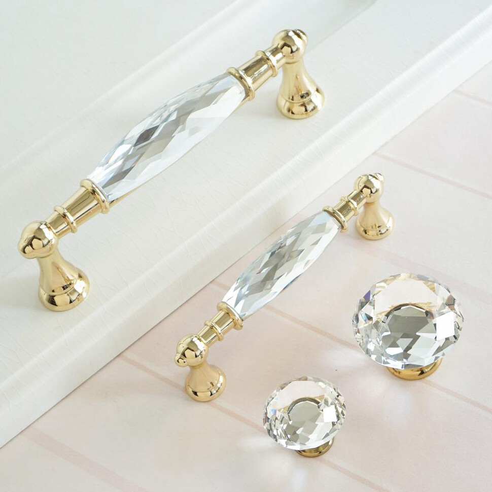 3.75" 5"Gold Crystal Dresser Knobs Drawer Handle Pulls Cupboard Cabinet Handle