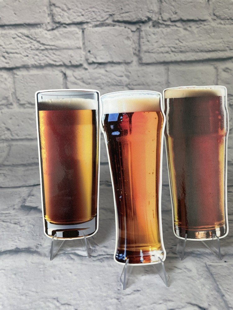 Beer Glass Bookmark Set | 4 Laminated Die Cut Bookmarks|