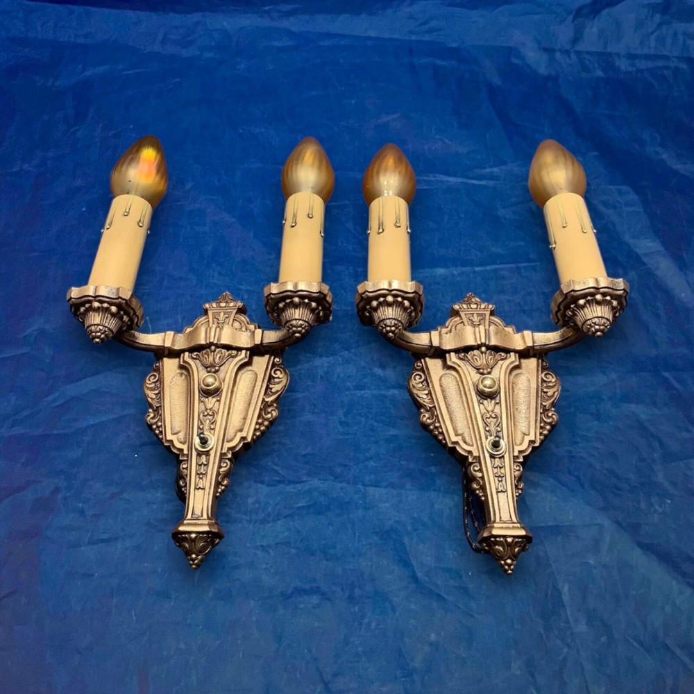 Pair Riddle Co Sconces Polychrome Finish Great!! 3A