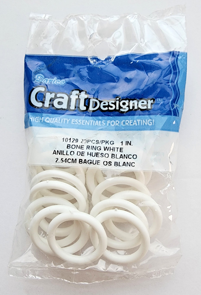 Darice Craft Deignr Bone Ring White 1 inch Plastic, 20pc/pkg, Inv-83