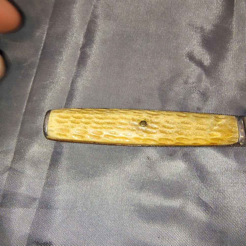 Antique Mid-Late 1800's Unmarked Bone Style Handle Knife Rounded End Very Sharp